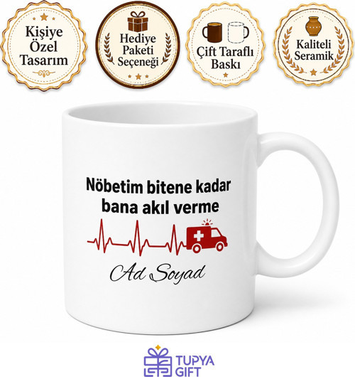 Acil Tıp Teknisyeni ATT Esprili Nöbet Kupası Hediye Bardak