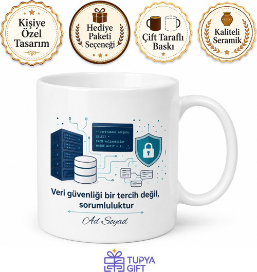 Bilişim Sistemleri Veri Tabanı Mimarisi Güvenlik Temalı Kupa Bardak Hediye