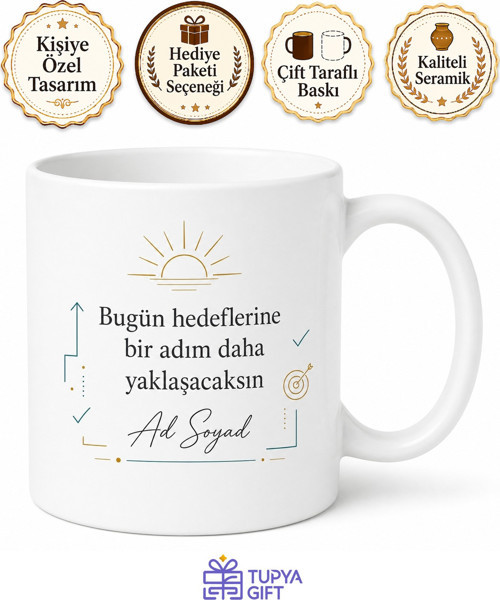 Kişiye Özel Günlük Hedefler Temalı Baskılı Kupa Bardak Hediye