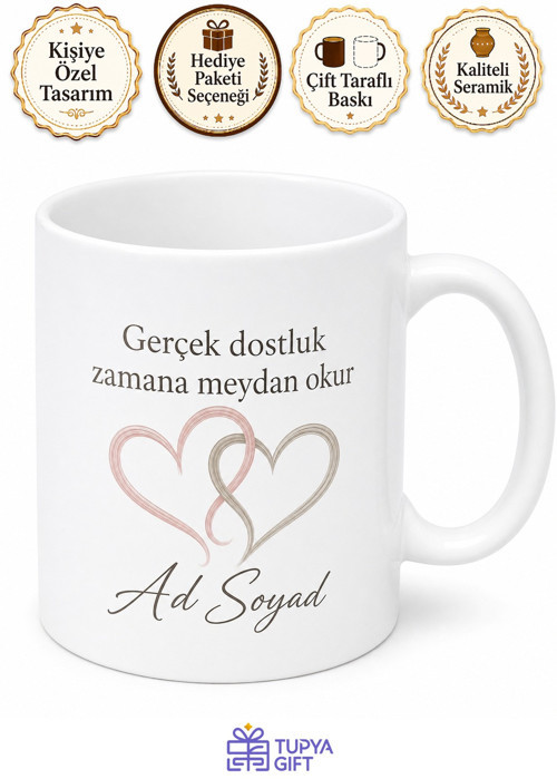 En İyi Arkadaş İçin Mesajlı Hediyelik Baskılı Kupa Bardak Dostluk Hediyesi