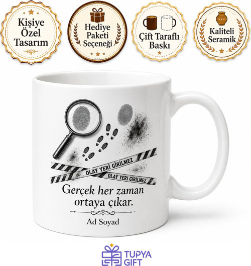 Dedektif Gizem Çözücü Baskılı Kupa 300ml Beyaz Porselen