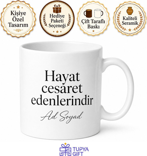 İsme Özel Özlü Söz Yazılı Kupa Bardak Hediye Özel Tasarım Porselen