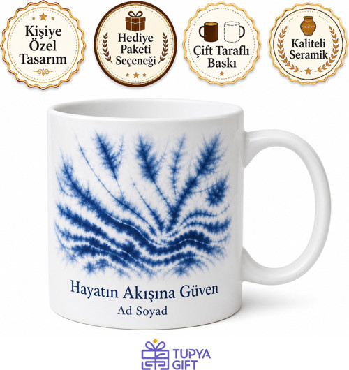 Shibori Efekt Temalı Baskılı Kupa Bardak Hediye Özel Tasarım Porselen Mug