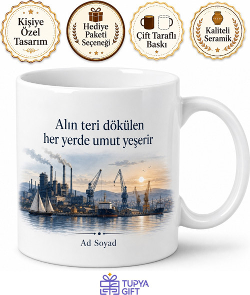İzmit Körfez Manzarası Sanayi ve Emekçi Şehri Kupa Bardak Hediye