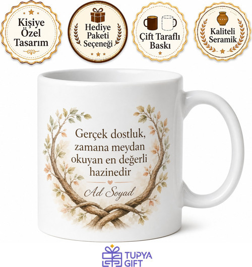 Güvenilir Dost Yazılı Arkadaşa Özel Baskılı Kupa Bardak Hediye
