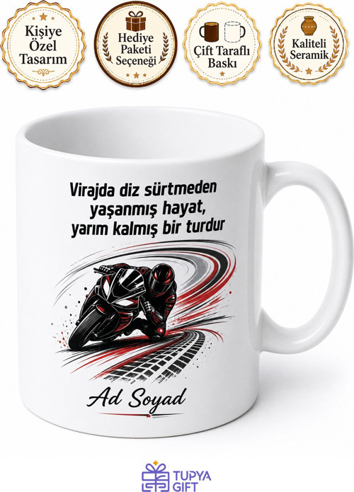 Yarış Motosikleti Tutkunu Viraj Sürücüsü Hız Kupası Motor Sporları Hediye Kupa Bardak
