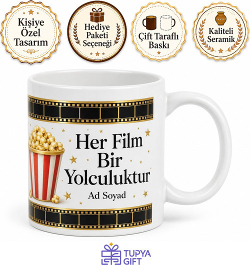 Kişiye Özel Sinema Gecesi Baskılı Kupa Bardak | İsimli Hediye