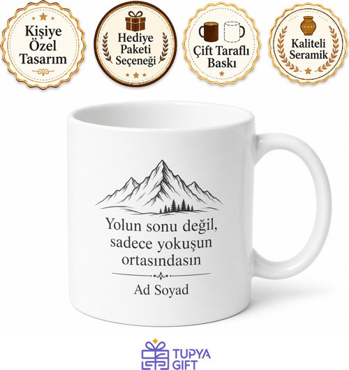 Kişiye Özel Azim Temalı Mesajlı Baskılı Kupa Bardak Hediye
