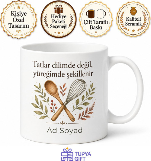 Kişiye Özel Lezzet Ustası Baskılı Kupa Bardak Aşçı Hediye Mutfak