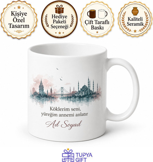 Kişiye Özel Memleket Temalı Anneler Günü Kupa Bardak Hediye