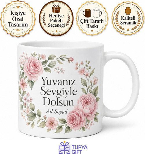 Yeni Gelin Evi Hediyesi Şık Kupa Misafirliğe Giderken Hediye Bardak Özel Tasarım