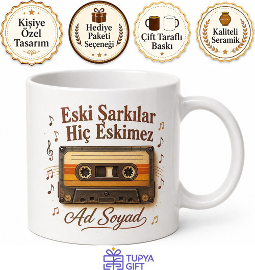 Nostalji Sever Arkadaşa Seksenler Ruhu Eski Şarkılar Kaset Kupa Hediye Bardak