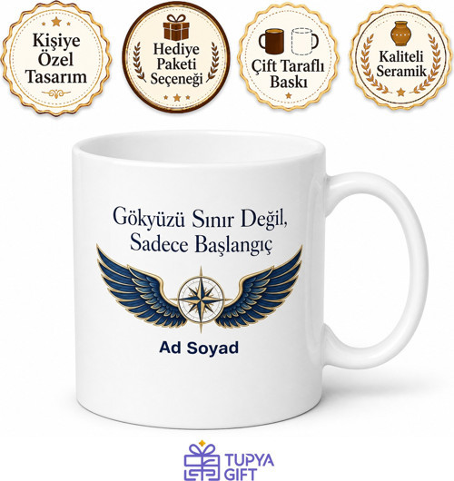 Uçuş Okulu Öğrencisine Pilot Adayı Kanatlarını Açan Genç Kupa Hediye Bardak