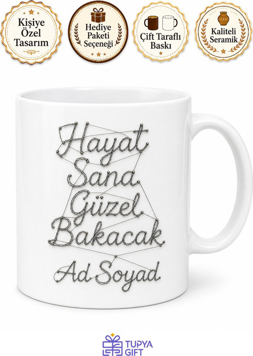 İsme Özel Kopmayan İp Yazılı Kupa Bardak Özel Tasarım Hediye