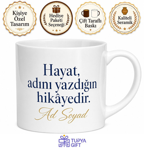 İsme Özel Sınırlı Seri Yazılı Kupa Bardak Hediye Özel Tasarım Porselen Mug