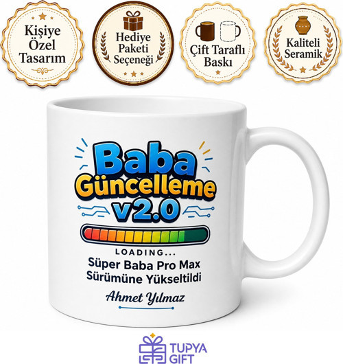 Update Baba Yazılı Komik Teknoloji Kupa Bardak Babalar Günü Hediye
