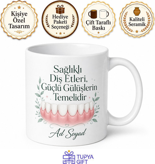 Periodontoloji Diş Eti Sağlığı Kanama Yok Temalı Baskılı Kupa Bardak Hediye