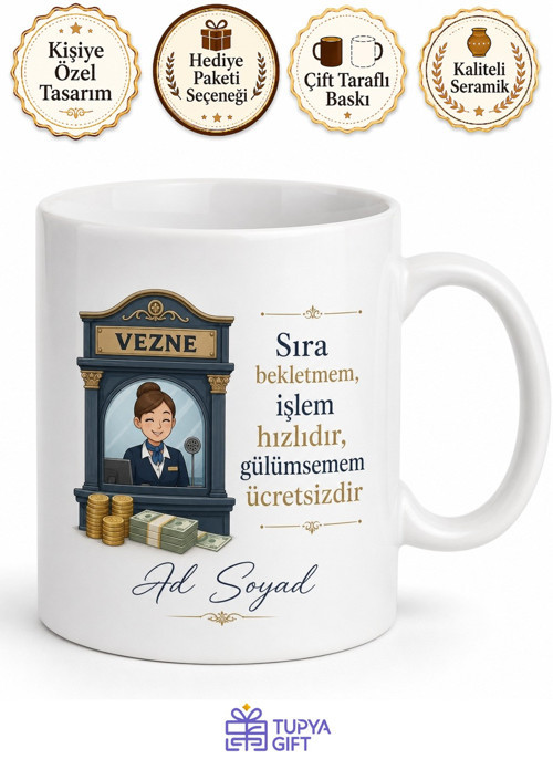 Banka Veznedarı Sıra Bekletmeyenlere Hızlı İşlem Güler Yüz Kupa Bardak Hediye