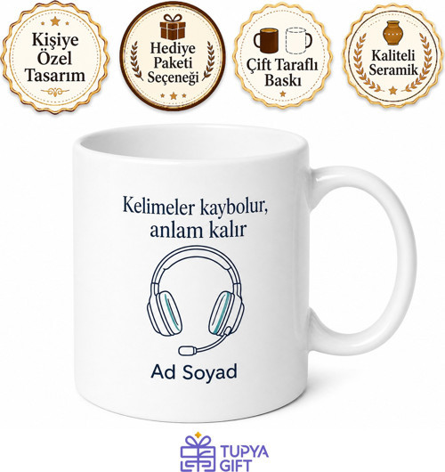 Simultane Çevirmene Özel Kabin İçi Odaklanma Kulaklık Kupası Hediye Bardak