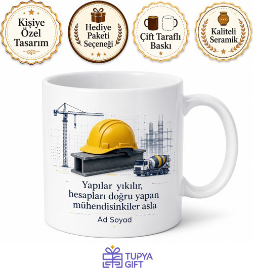 İnşaat Mühendisi Kupa Baret Şantiye Çelik Konstrüksiyon Hediye Bardak