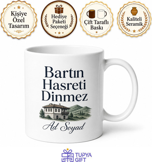 Bartın Memleket Hasreti Yazılı Kupa Bardak - Bartınlılara Özel Hediye