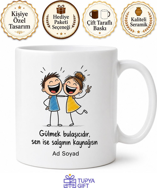 Kahkaha Seven Arkadaş İçin Fotoğraflı ve İsimli Baskılı Kupa Bardak Esprili Hediye