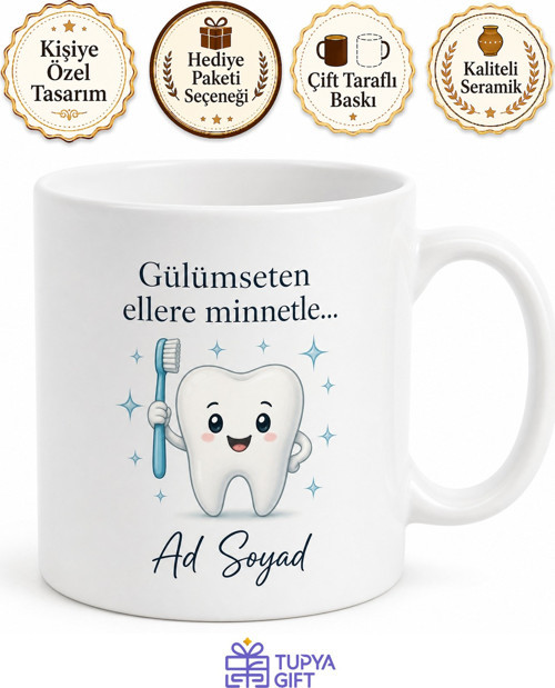 Diş Hekimleri Gününde Gülümsetenlere Bembeyaz Dişler Kupa Bardak Hediye