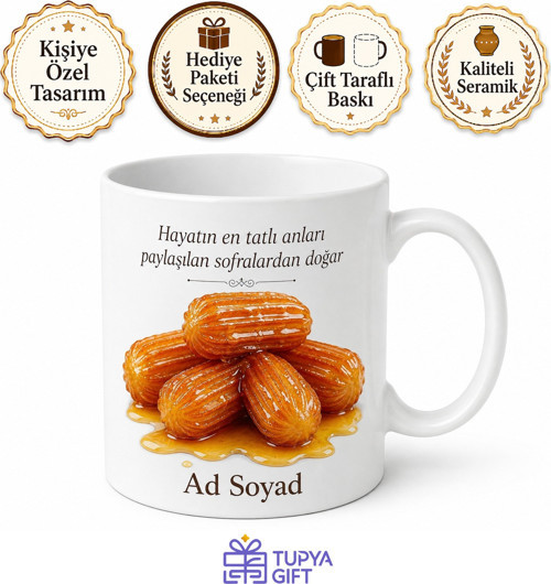 Tulumba Tatlısı Temalı Baskılı Kupa Bardak Hediye Porselen Mug