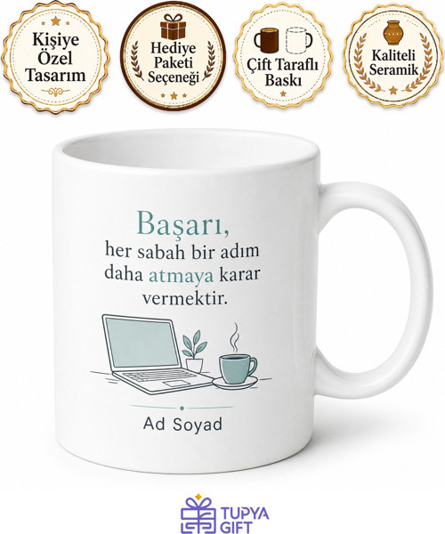 Home Office Çalışanı İçin Kişiye Özel İsimli Baskılı Kupa Bardak Çalışma Masası Hediyesi