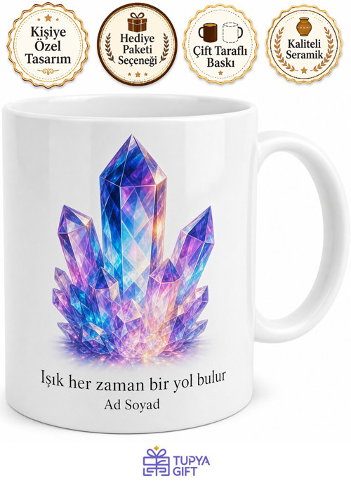 Kristal Deseni Temalı Baskılı Kupa Bardak Hediye Özel Tasarım Porselen Mug
