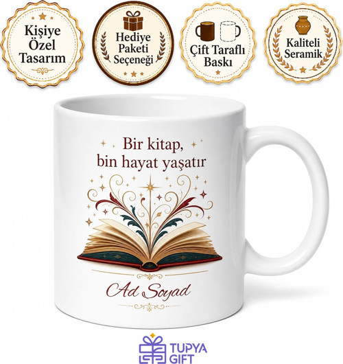 Roman Sever İçin Kişiye Özel Kitap Temalı Baskılı Kupa Bardak Hediye