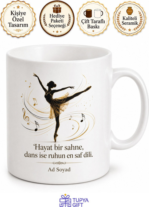 Dans Eğitmenine Hediye Ritim ve Esneklik Temalı Çay Kupası Bardak