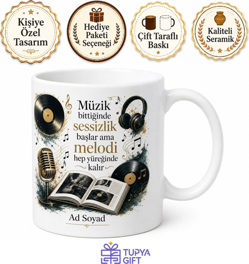 Müzik Dergisi Temalı Kupa Bardak Bağımsız Müzisyen Hediye Enstrüman Ses Teknolojisi