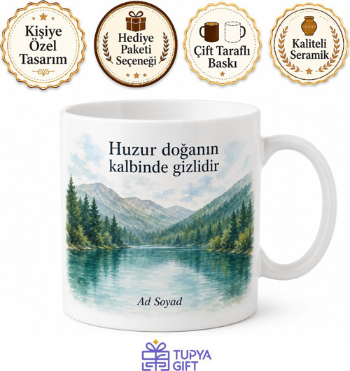 Bolu Abant Esintili Baskılı Kupa Bardak - Doğa Temalı Özel Tasarım Hediye