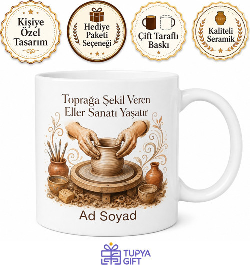 Çömlekçilik Temalı Baskılı Kupa Bardak Çömlekçi Hediye Porselen Mug