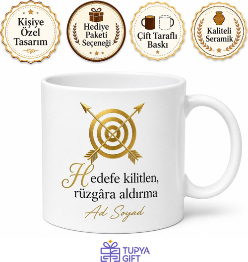 Okçuluk Olimpiyat Şampiyonu Altın Hedef Tam İsabet Temalı Baskılı Kupa Bardak Hediye