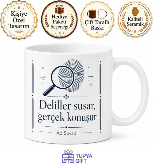 Adli Tıp Uzmanına Hediye Delilleri İnceleyen Gerçeğin Peşinde Baskılı Kupa Bardak