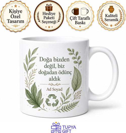 Sıfır Atık Gönüllülerine Doğa Dostu Tasarımlı Çay Kupası Hediye Kupa Bardak
