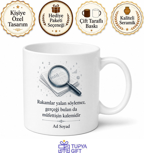 Banka Müfettişine Teftiş Kurulu Evrak İnceleme Titiz Denetim Kupa Hediye Bardak
