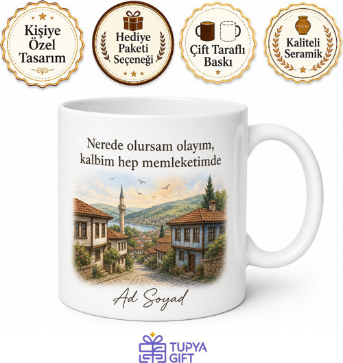 Memleket Temalı Günlük Kullanım Seramik Kupa Bardak Özel Tasarım Hediye