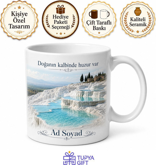 Pamukkale Manzaralı Tasarım Baskılı Kupa Bardak Özel Hediye