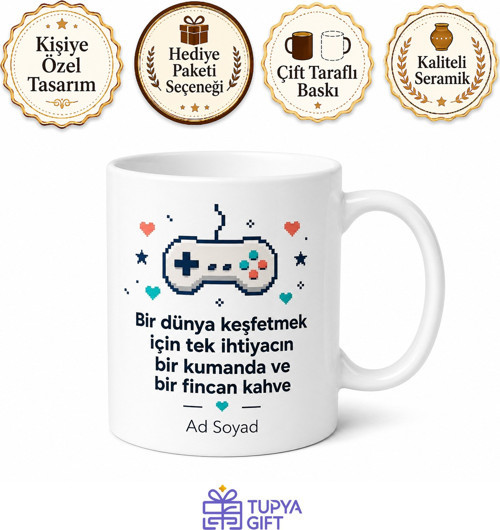 Konsol Severlere Özel Tasarım Baskılı Kupa Bardak Gamer Hediye