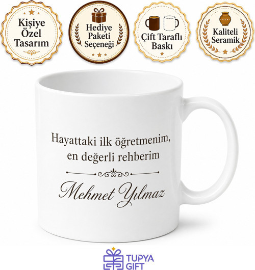 İlk Öğretmenim Babam Yazılı Kupa Bardak Babalar Günü Hediyesi