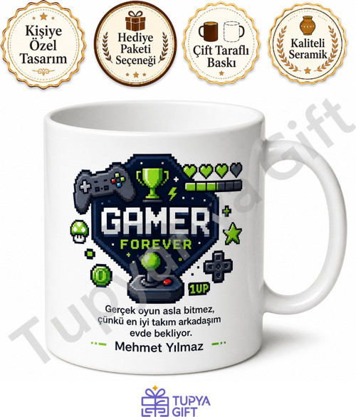 Gamer Baba Yazılı Oyun Temalı Kupa Bardak Babalar Günü Hediyesi