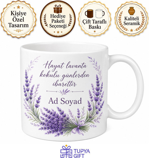 Isparta Lavanta Temalı İsimli Kupa Bardak | Kişiye Özel Hediye