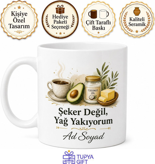 Ketojenik Beslenenlere Şekersiz Kahve Ve Sağlıklı Yağlar Kupası Keto Hediye Bardak