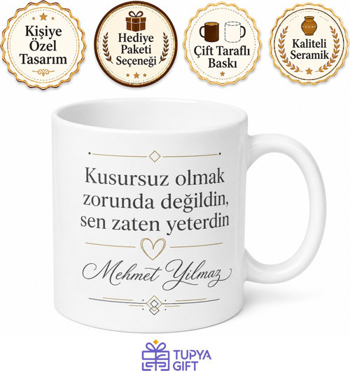 Kusursuz Baba Yazılı Kupa Bardak Babalar Günü Hediyesi Özel Tasarım