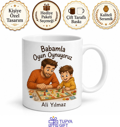Babamla Oyun Oynuyoruz Yazılı Kupa Bardak Babalar Günü Hediyesi