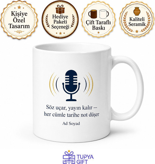 Spiker Canlı Yayın Ciddiyeti Kupa Bardak Hediye Özel Tasarım Porselen Mug