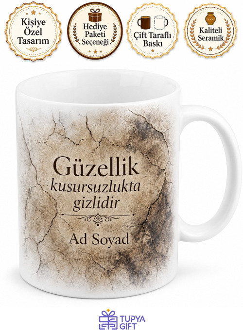 Çatlak Doku Temalı Baskılı Kupa Bardak Özel Tasarım Porselen Hediye